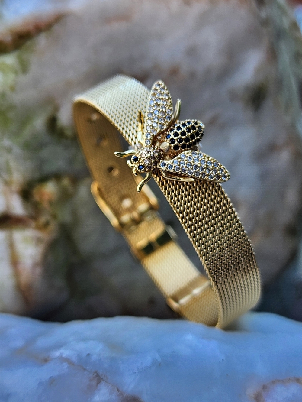 Contemporary Jewelry Busy Bee Bracelet Elegant Belt Rhodium Gold plated